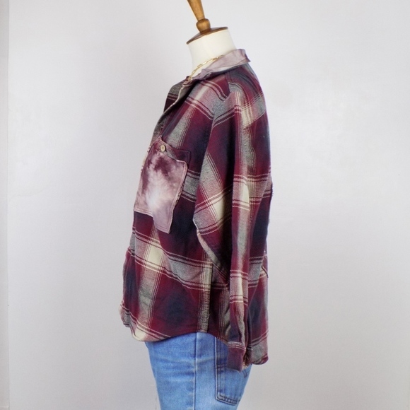 vintage style plaid flannel hand dye with stars - Picture 3 of 8